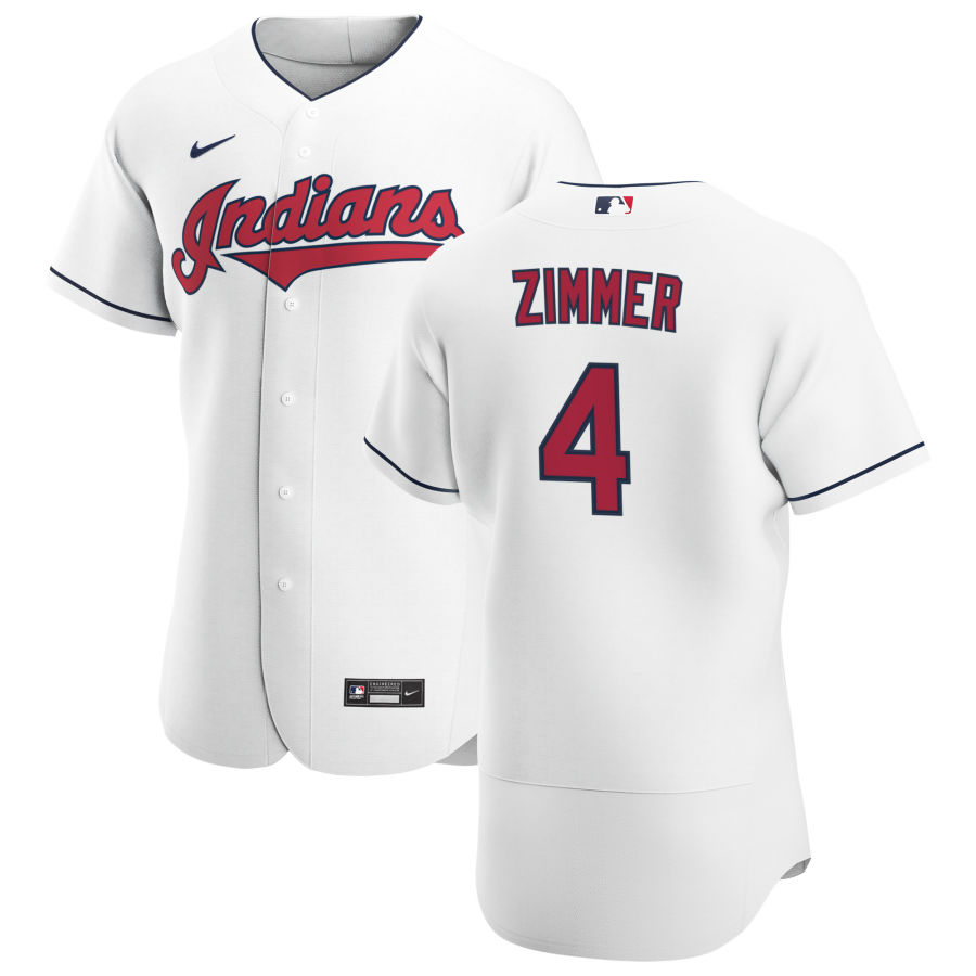 Cleveland Indians #4 Bradley Zimmer Men Nike White Home 2020 Authentic Team MLB Jersey